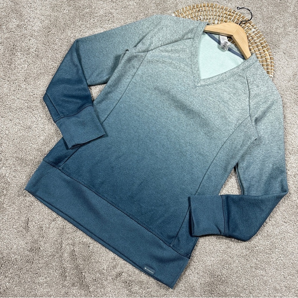 Quechua Decathlon Sweatshirt V-Neck Longsleeve Outdoor in Tie Dye Ombre Gray XS